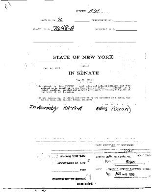 NYS Bill and Veto Jackets: 1996, Chapter 578