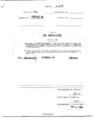 NYS Bill and Veto Jackets: 1996, Chapter 628