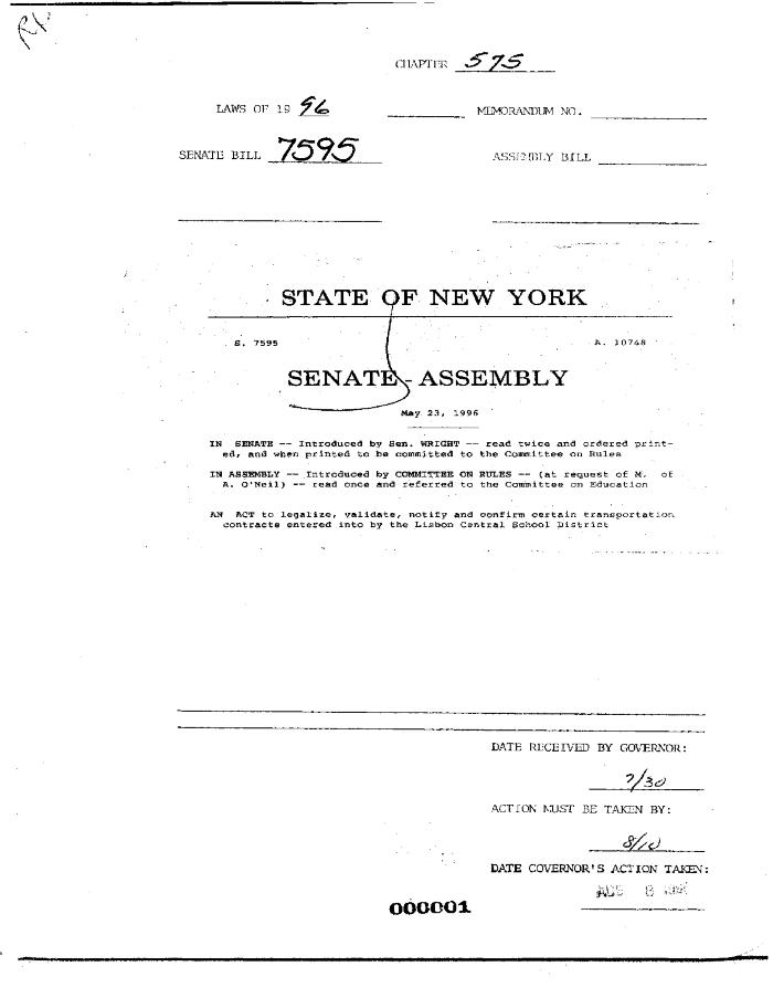 NYS Bill and Veto Jackets: 1996, Chapter 575