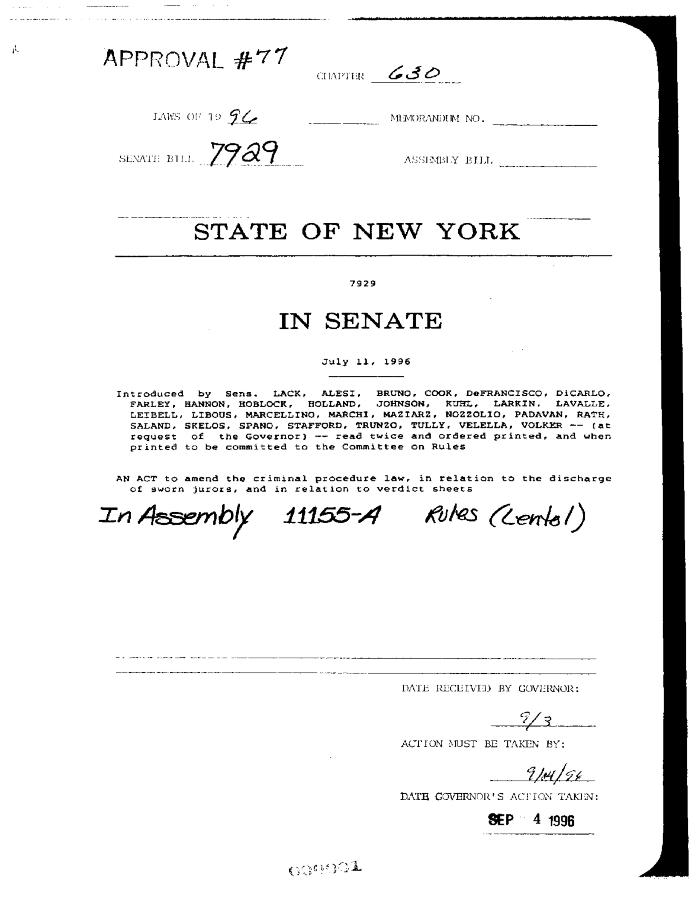 NYS Bill and Veto Jackets: 1996, Chapter 630