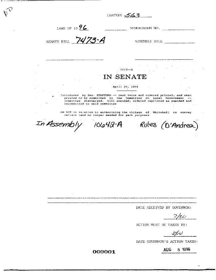 NYS Bill and Veto Jackets: 1996, Chapter 563