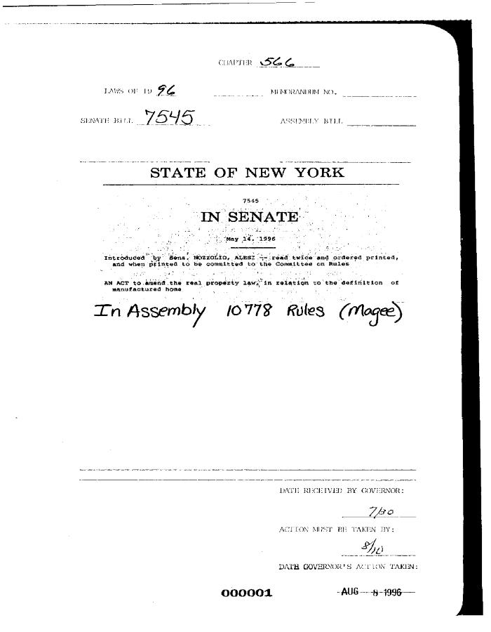 NYS Bill and Veto Jackets: 1996, Chapter 566