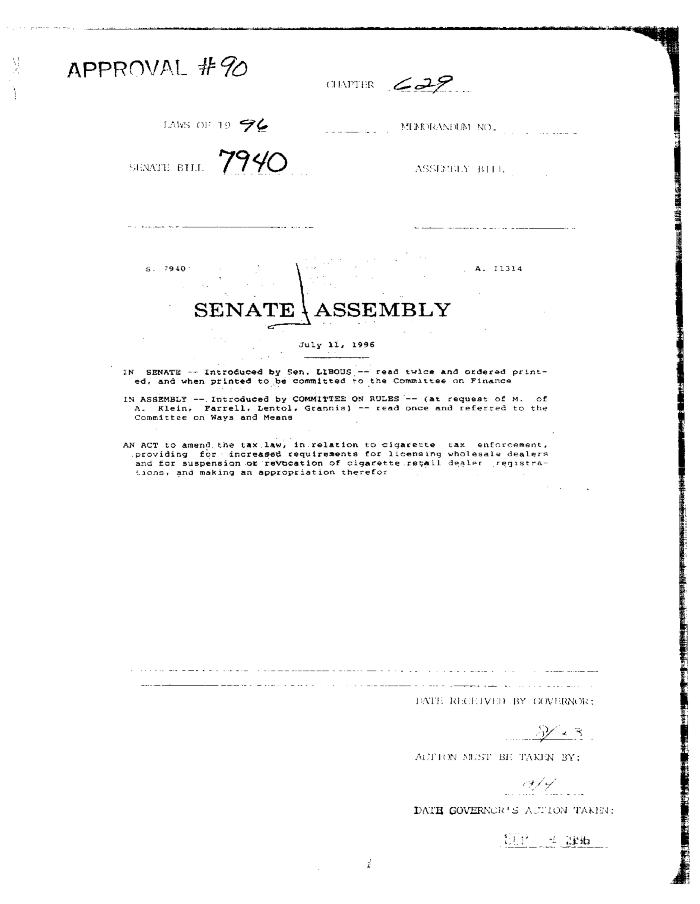NYS Bill and Veto Jackets: 1996, Chapter 629