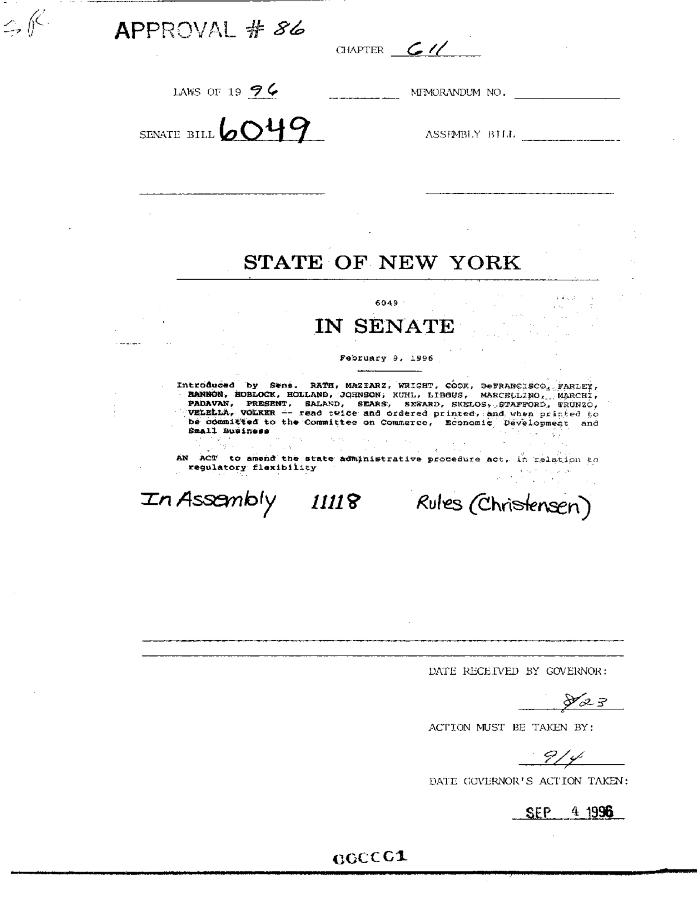 NYS Bill and Veto Jackets: 1996, Chapter 611