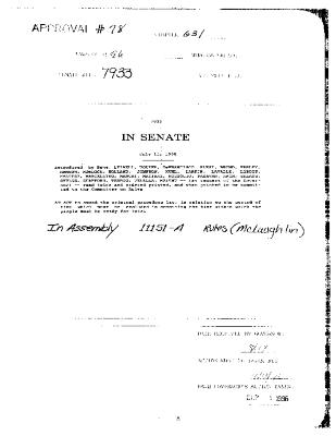 NYS Bill and Veto Jackets: 1996, Chapter 631