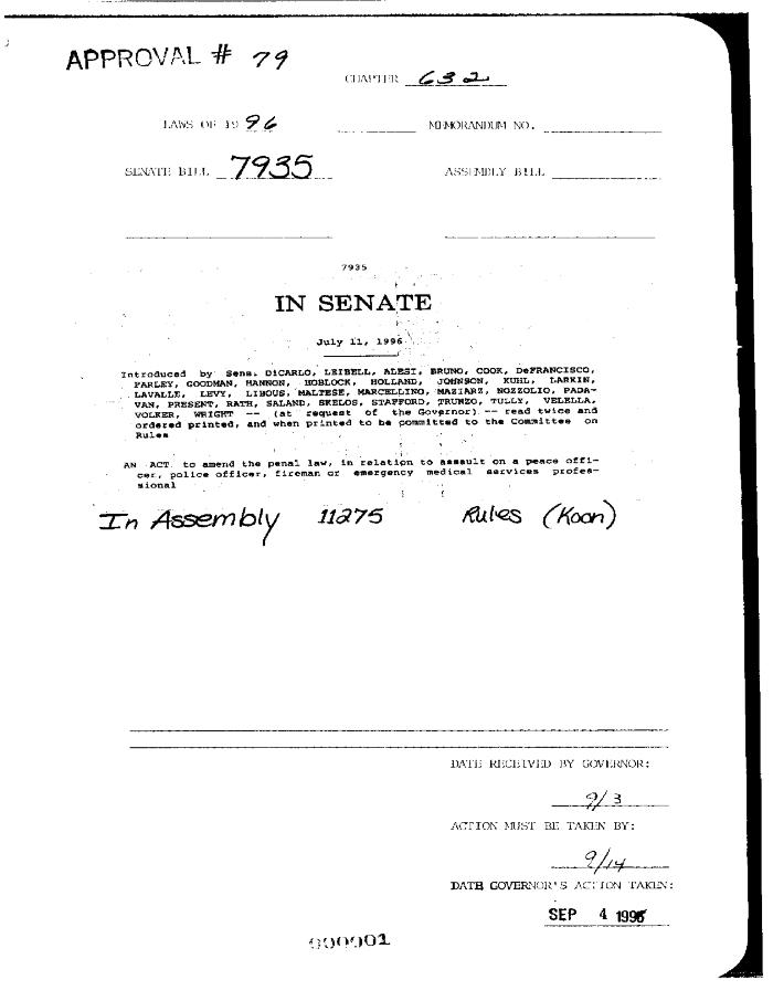 NYS Bill and Veto Jackets: 1996, Chapter 632