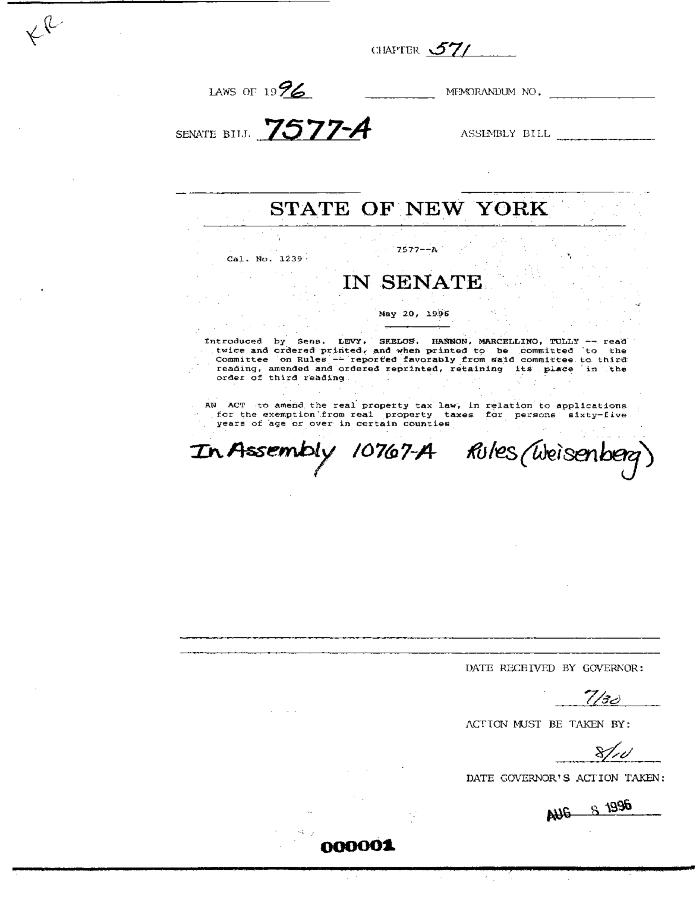 NYS Bill and Veto Jackets: 1996, Chapter 571