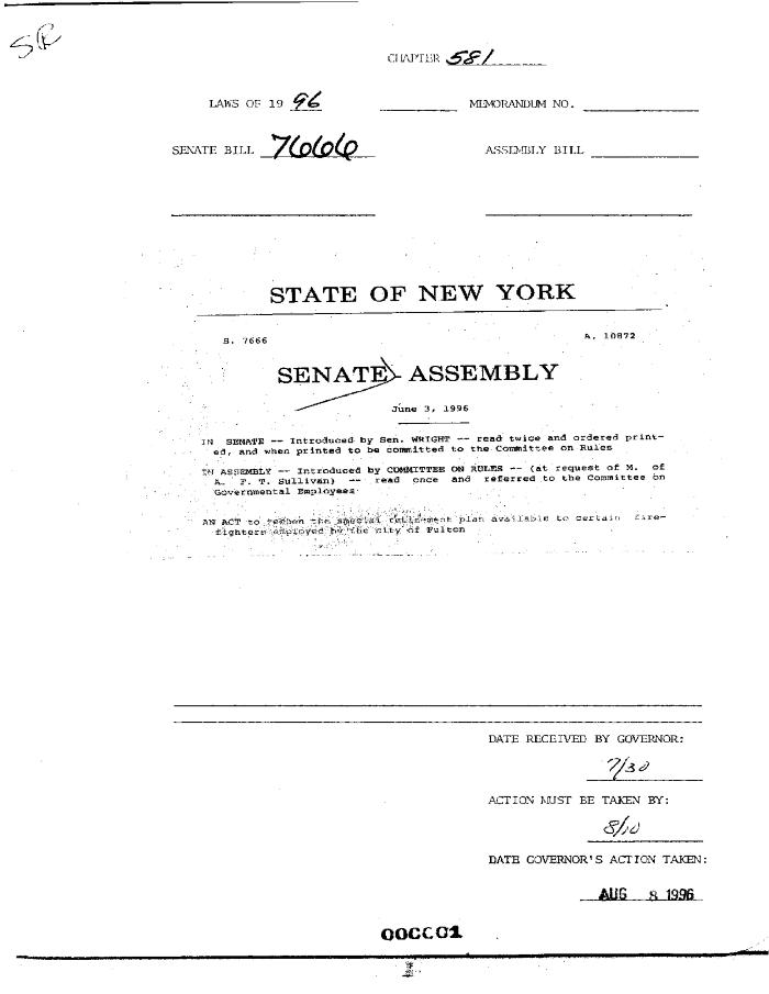 NYS Bill and Veto Jackets: 1996, Chapter 581