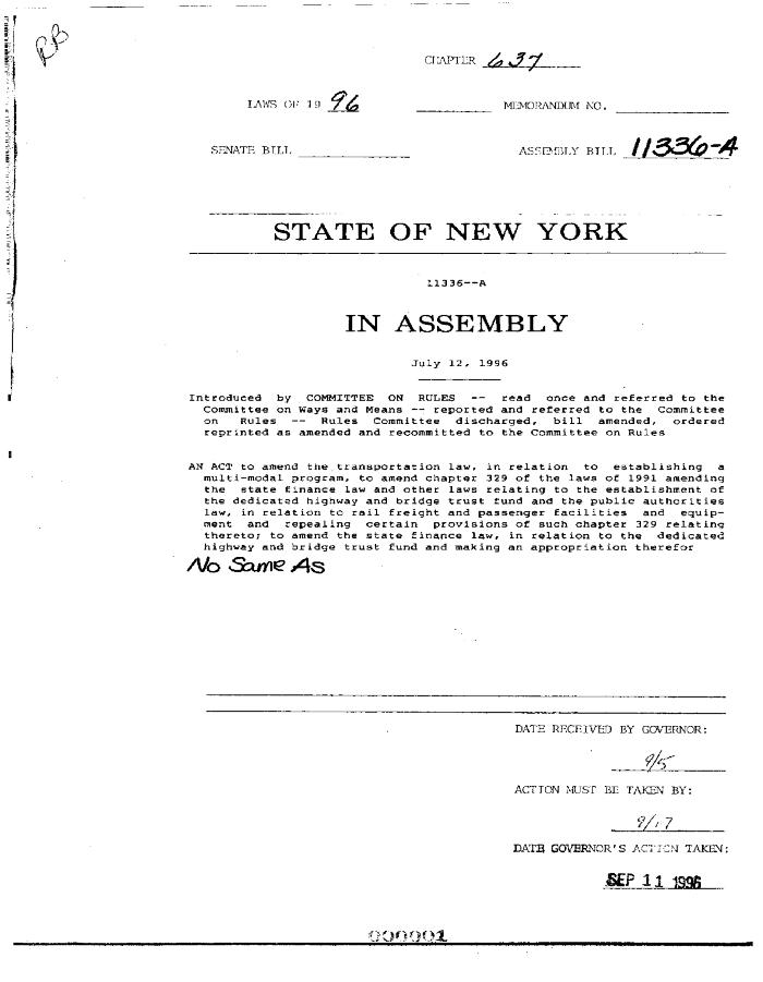 NYS Bill and Veto Jackets: 1996, Chapter 637