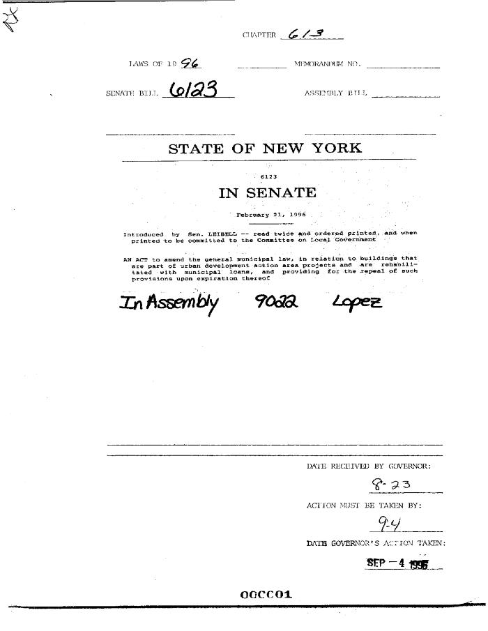 NYS Bill and Veto Jackets: 1996, Chapter 613