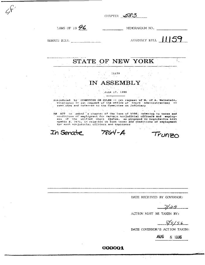 NYS Bill and Veto Jackets: 1996, Chapter 583