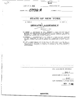 NYS Bill and Veto Jackets: 1996, Chapter 610