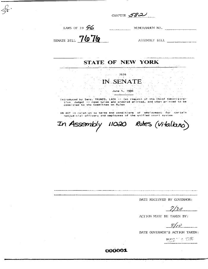 NYS Bill and Veto Jackets: 1996, Chapter 582