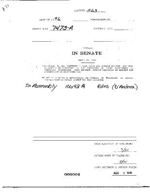 NYS Bill and Veto Jackets: 1996, Chapter 563