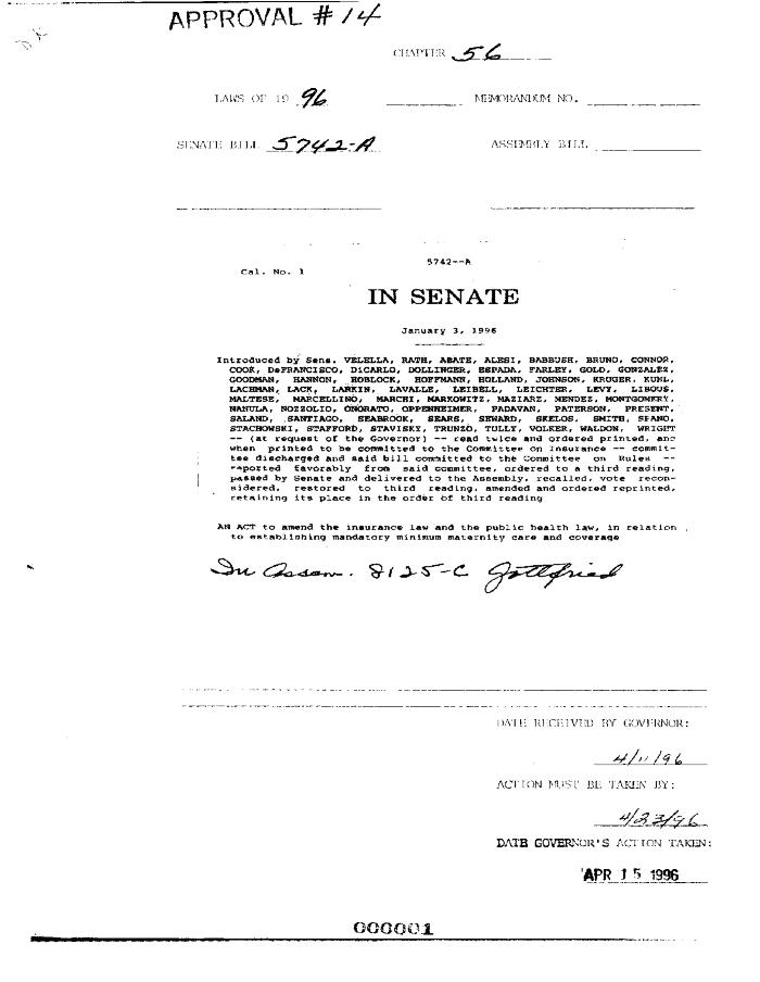 NYS Bill and Veto Jackets: 1996, Chapter 56