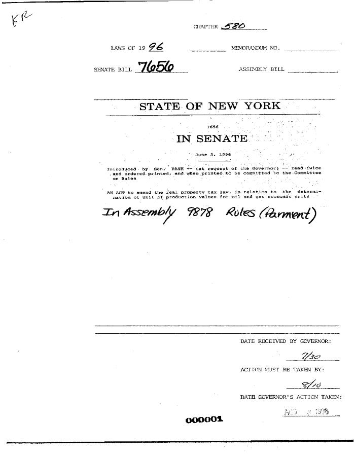 NYS Bill and Veto Jackets: 1996, Chapter 580
