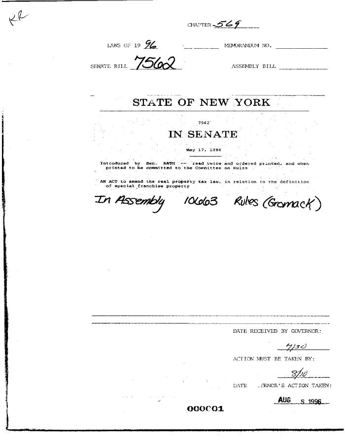 NYS Bill and Veto Jackets: 1996, Chapter 569
