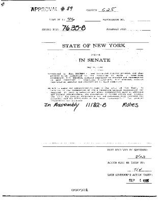 NYS Bill and Veto Jackets: 1996, Chapter 625