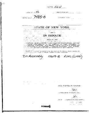 NYS Bill and Veto Jackets: 1996, Chapter 564