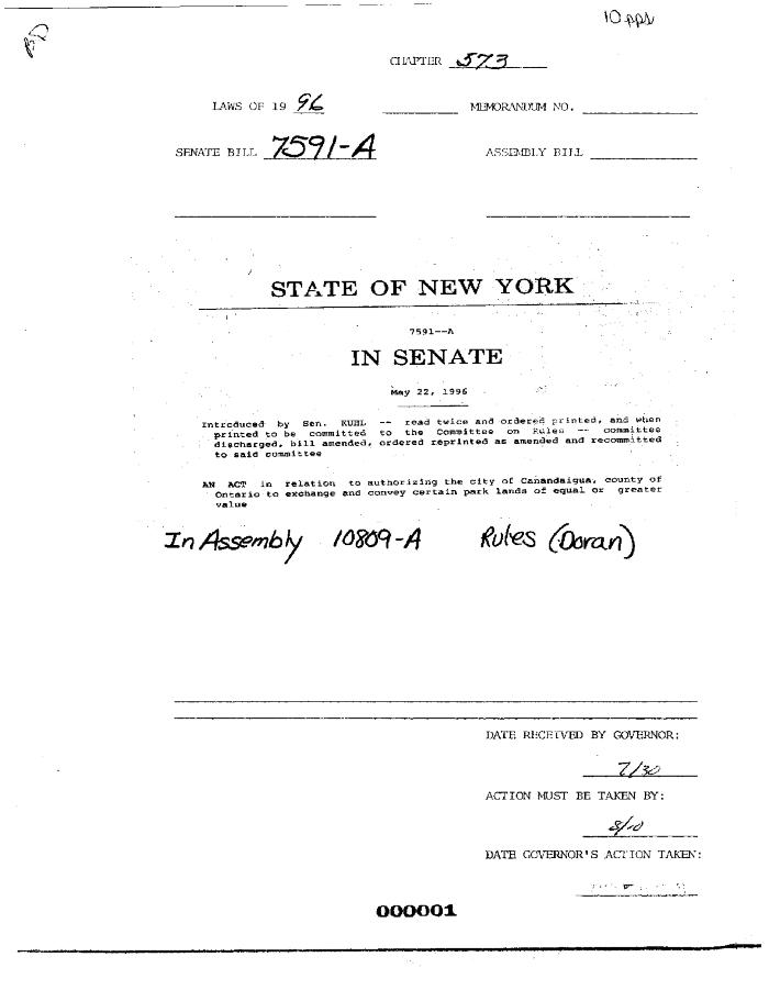 NYS Bill and Veto Jackets: 1996, Chapter 573