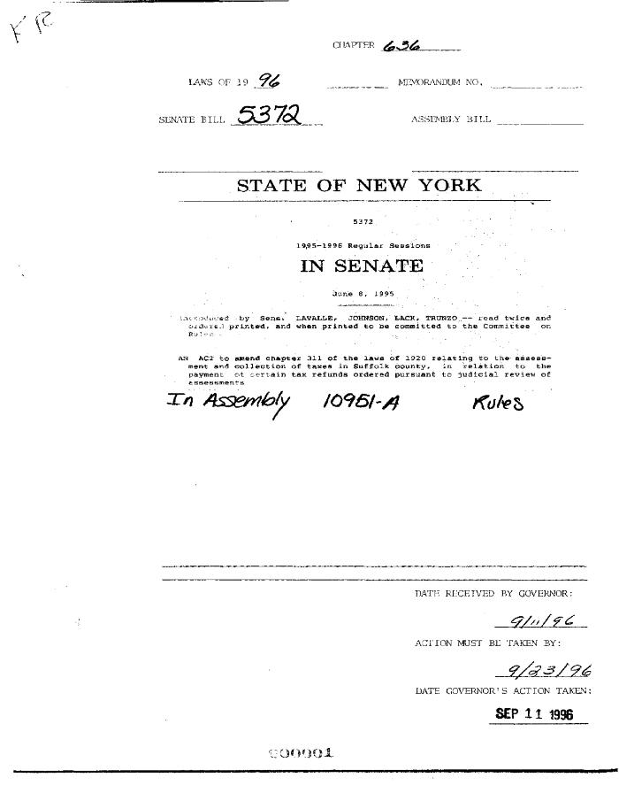 NYS Bill and Veto Jackets: 1996, Chapter 636
