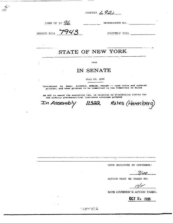 NYS Bill and Veto Jackets: 1996, Chapter 692