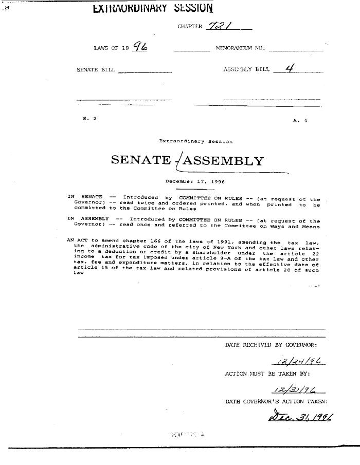 NYS Bill and Veto Jackets: 1996, Chapter 721