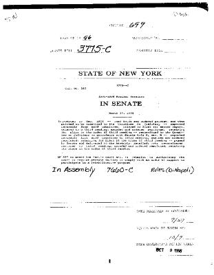 NYS Bill and Veto Jackets: 1996, Chapter 699