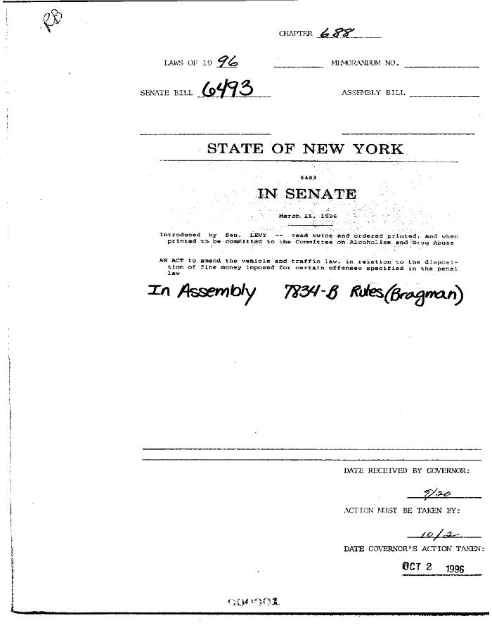NYS Bill and Veto Jackets: 1996, Chapter 688