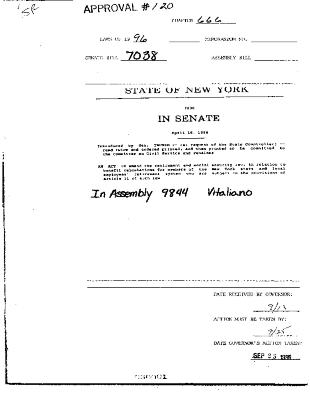 NYS Bill and Veto Jackets: 1996, Chapter 666