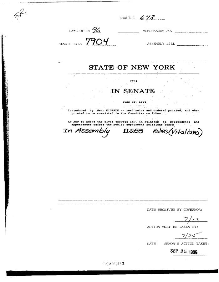 NYS Bill and Veto Jackets: 1996, Chapter 678
