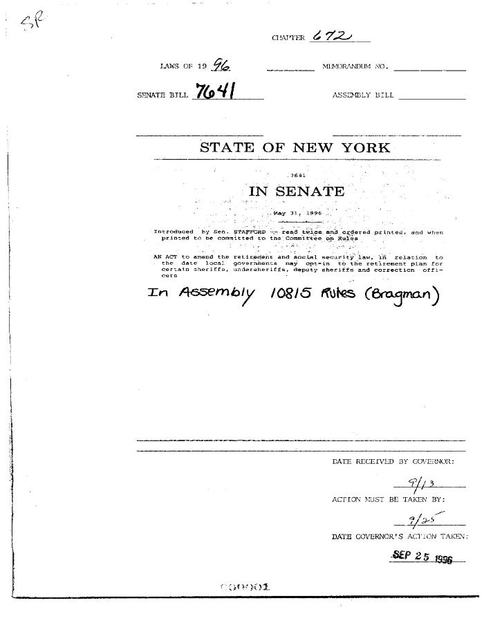 NYS Bill and Veto Jackets: 1996, Chapter 672