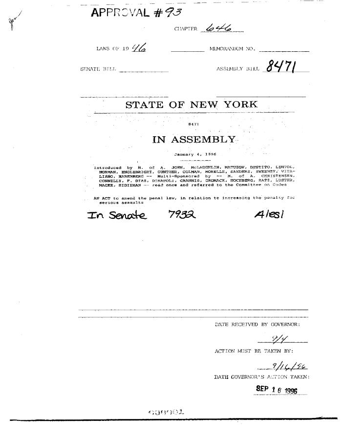 NYS Bill and Veto Jackets: 1996, Chapter 646