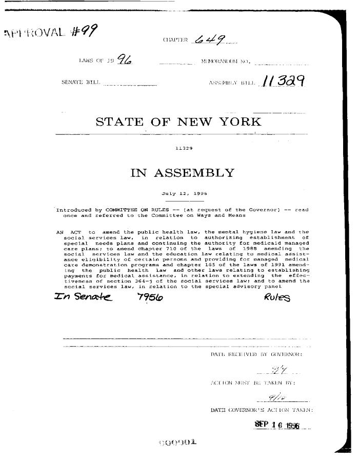 NYS Bill and Veto Jackets: 1996, Chapter 649