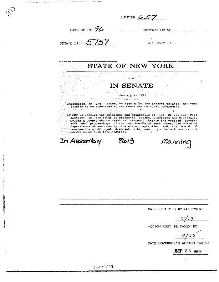 NYS Bill and Veto Jackets: 1996, Chapter 657