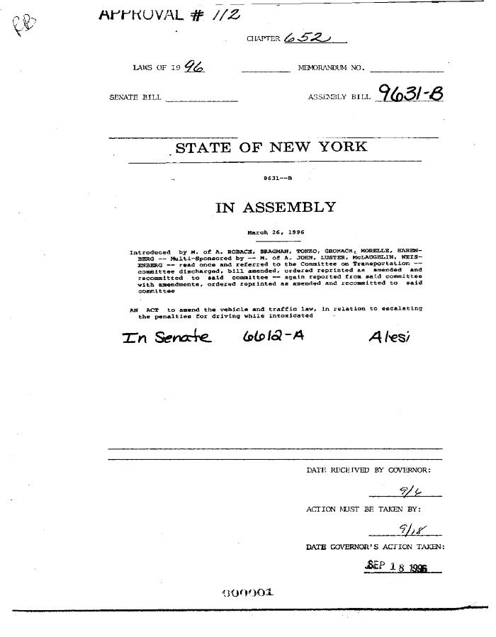 NYS Bill and Veto Jackets: 1996, Chapter 652