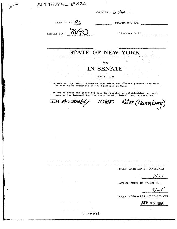 NYS Bill and Veto Jackets: 1996, Chapter 674
