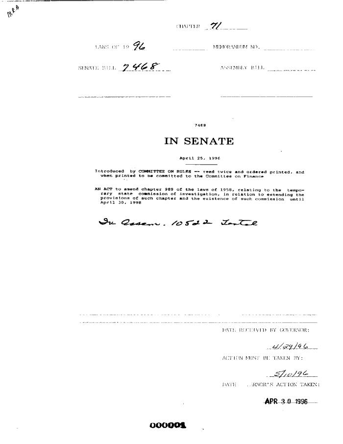 NYS Bill and Veto Jackets: 1996, Chapter 71