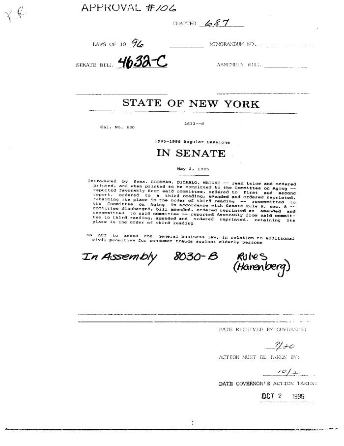 NYS Bill and Veto Jackets: 1996, Chapter 687