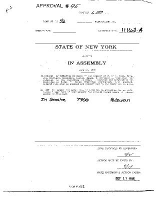 NYS Bill and Veto Jackets: 1996, Chapter 650