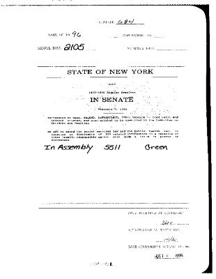 NYS Bill and Veto Jackets: 1996, Chapter 684