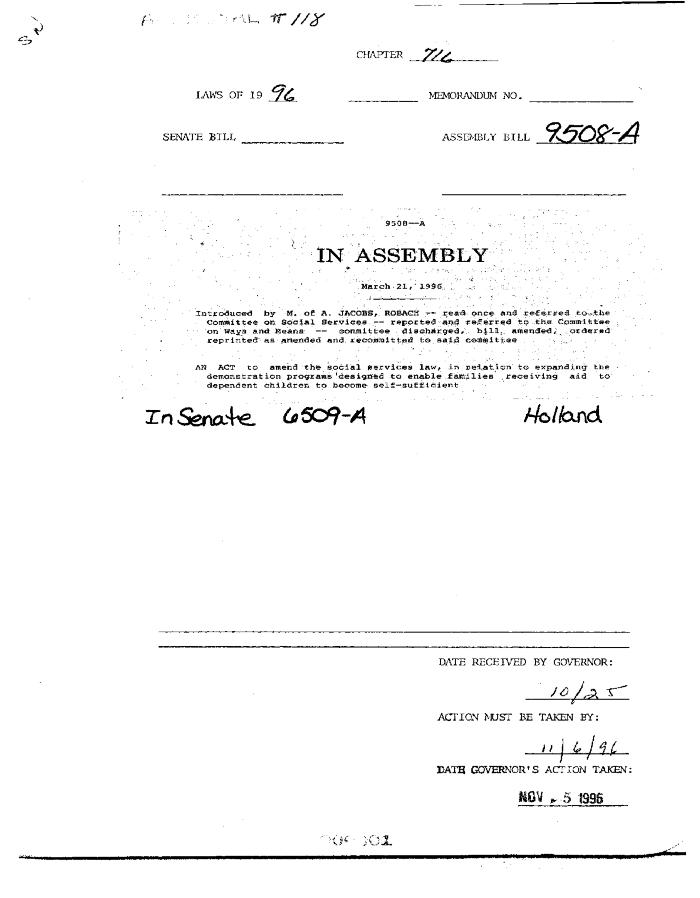 NYS Bill and Veto Jackets: 1996, Chapter 716