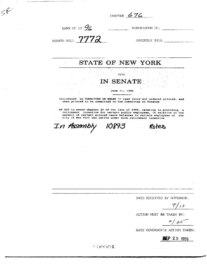 NYS Bill and Veto Jackets: 1996, Chapter 676