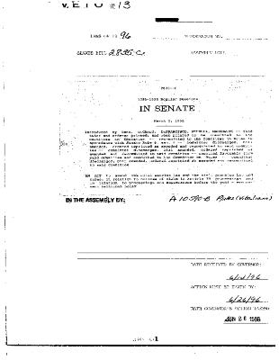 NYS Bill and Veto Jackets: 1996, Veto 13