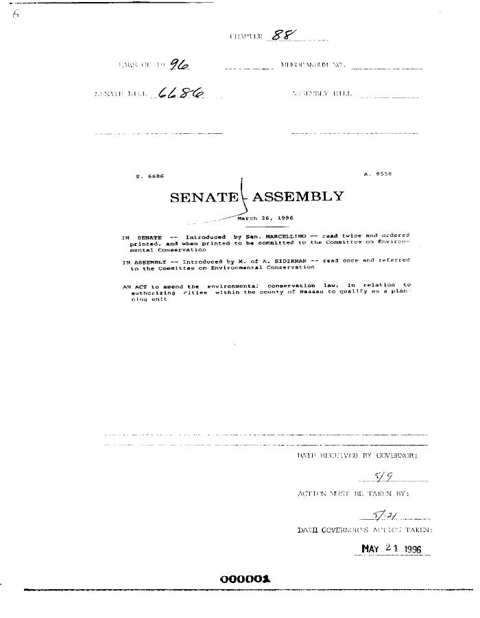 NYS Bill and Veto Jackets: 1996, Chapter 88