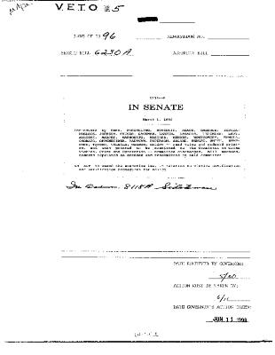 NYS Bill and Veto Jackets: 1996, Veto 5