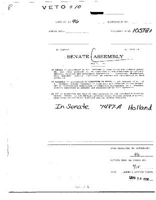 NYS Bill and Veto Jackets: 1996, Veto 10