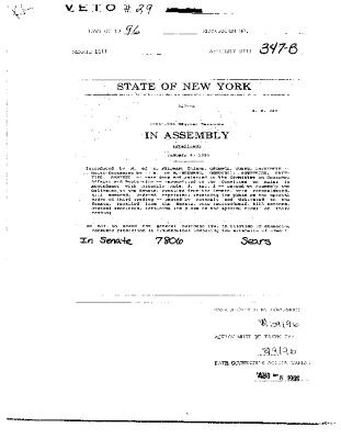 NYS Bill and Veto Jackets: 1996, Veto 29