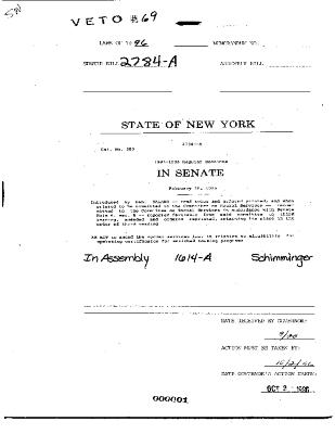 NYS Bill and Veto Jackets: 1996, Veto 69
