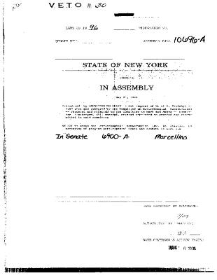NYS Bill and Veto Jackets: 1996, Veto 30